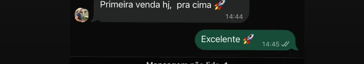 Print: 'Primeira venda hj, pra cima'